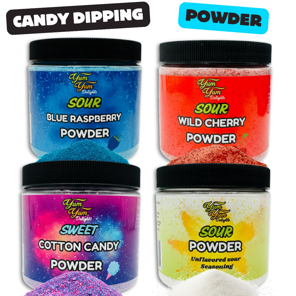 Candy Dipping Powder – Sour Blue Raspberry, Wild Cherry & Cotton Candy | Yum Yum Candy Shop