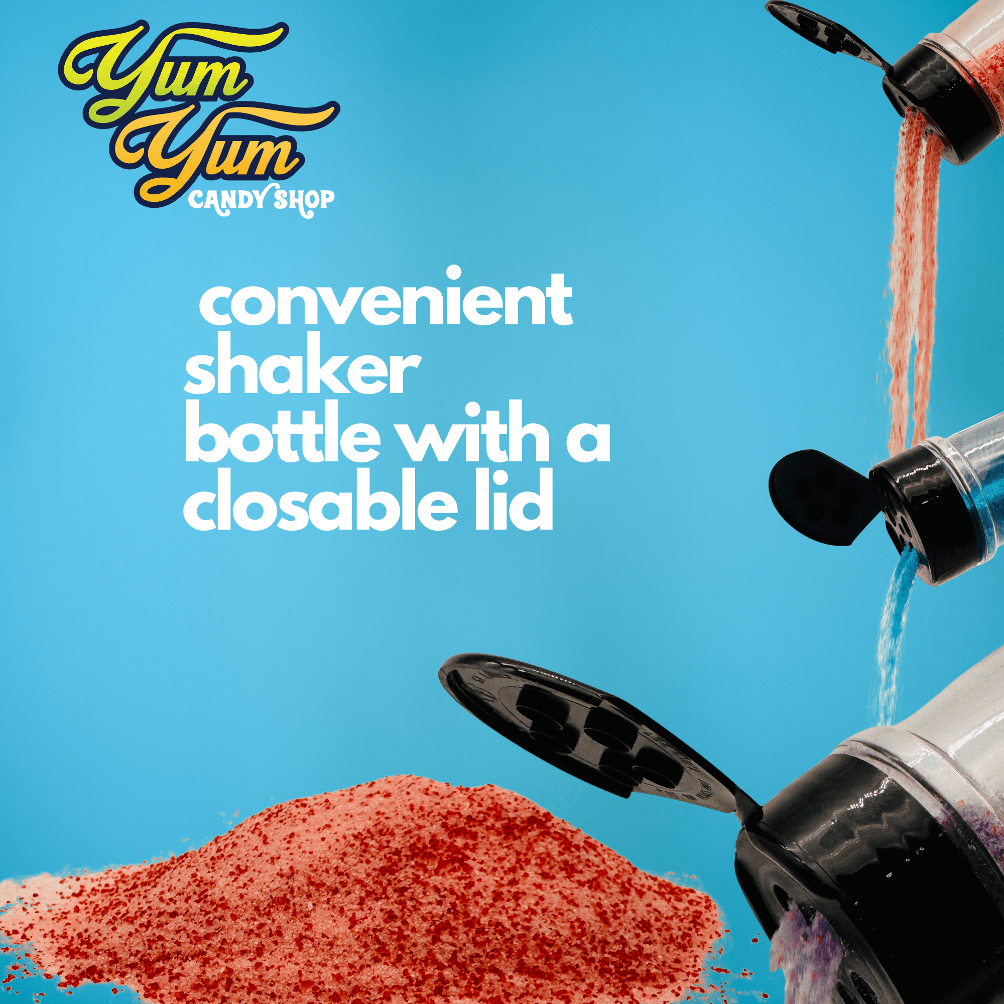 Sweet & Sour Candy Powder Shaker – Blue Raspberry, Cotton Candy, Wild Cherry & Plain