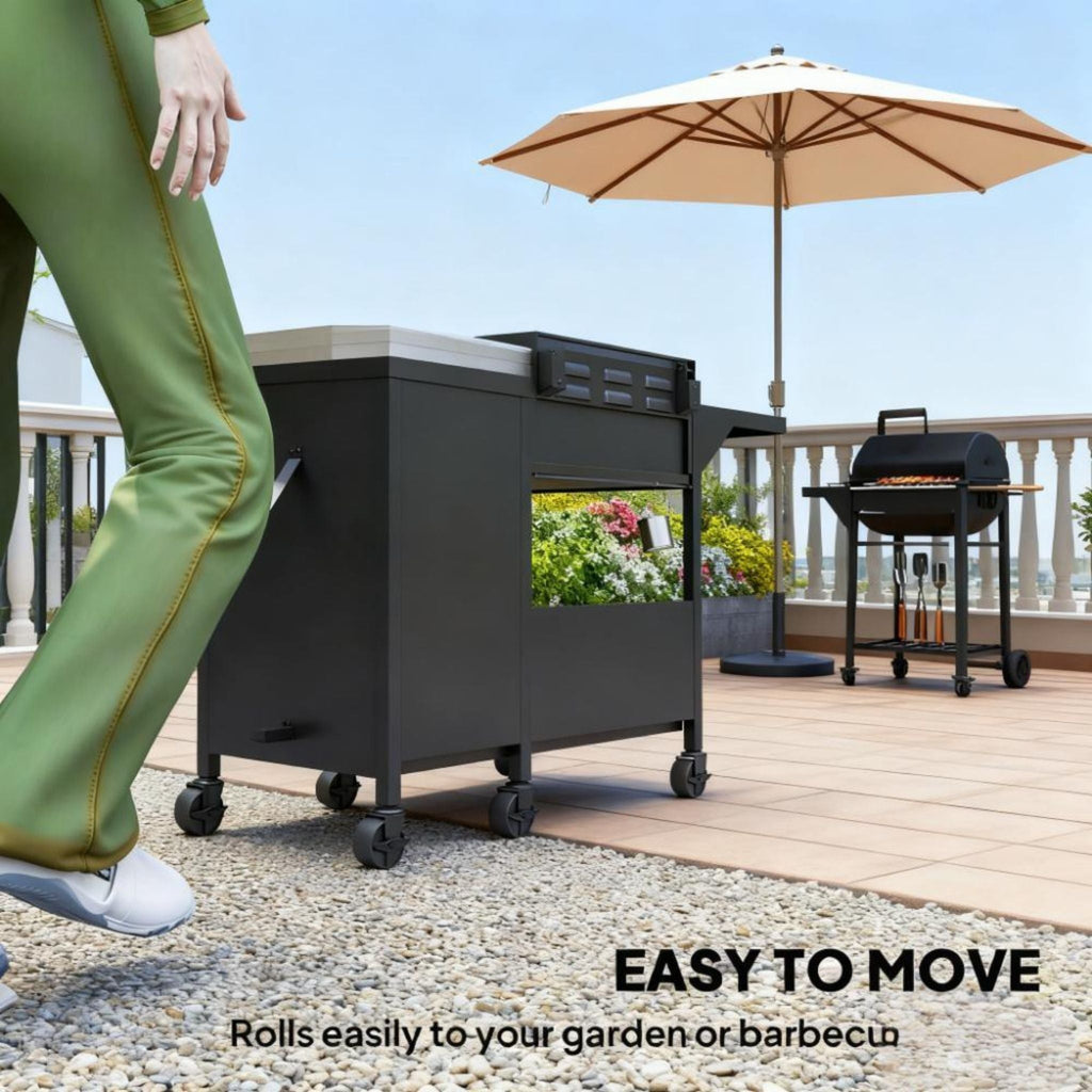 Castelle Flame 15K BTU Barbecue Propane Liquid Propane Grill With Side Burner (SAK53481)