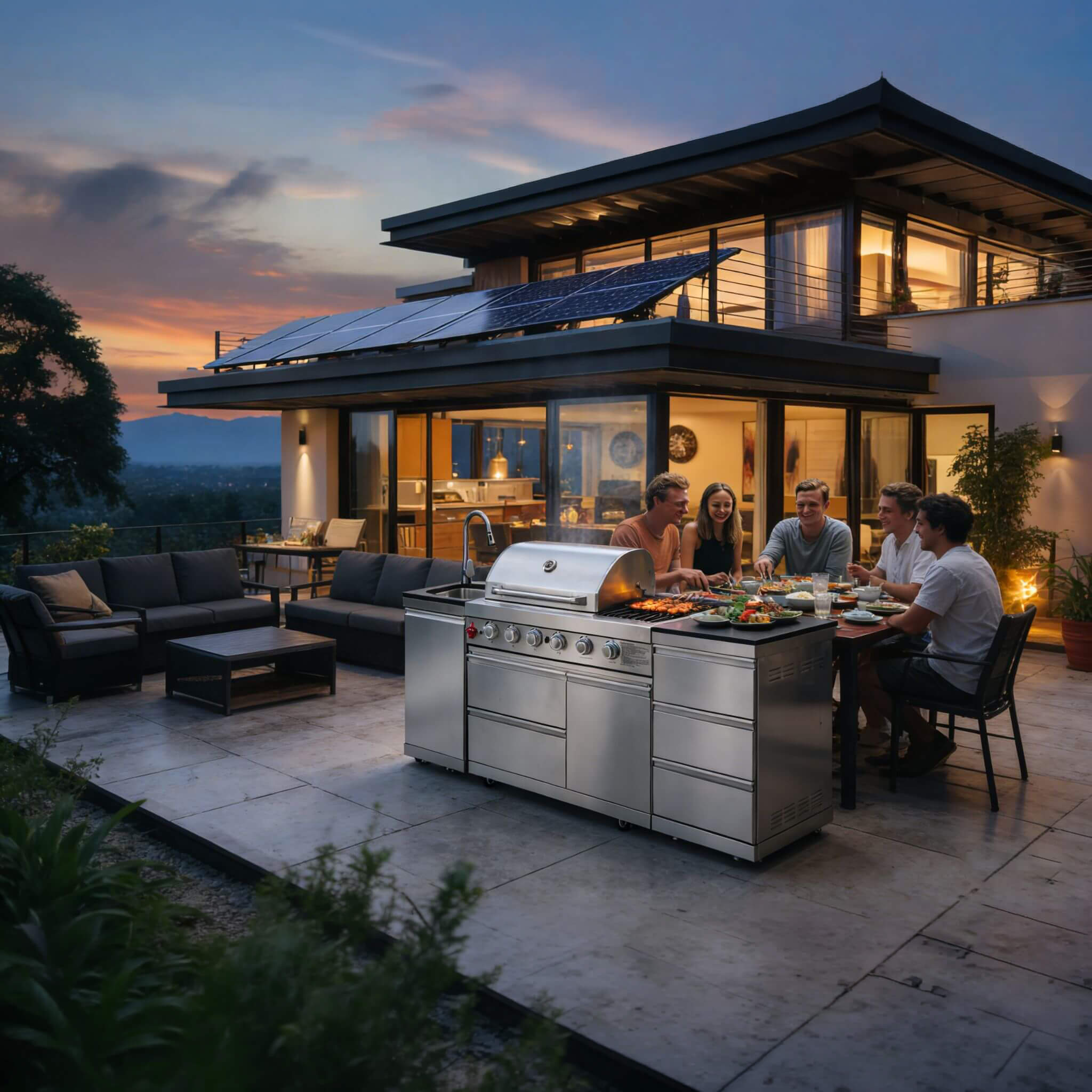 Castelle Flame Deluxe 4-Burner 72000 BTU Stainless Steel Liquid Propane Grill Island (SAK31425)