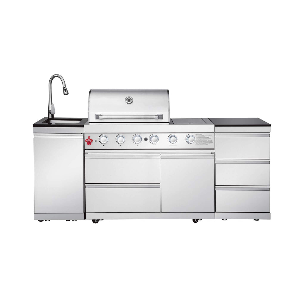 Castelle Flame Deluxe 4-Burner 72000 BTU Stainless Steel Liquid Propane Grill Island (SAK31425)