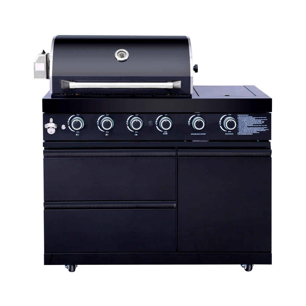 Castelle Flame Monarch 4-Burner 72000 BTU Liquid Propane Grill Island With Fridge And Sink (SAK68127)