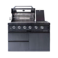 Castelle Flame Ember Premium Black Stainless Steel 4-Burner Liquid Propane Kitchen Grill Island With Rotisserie Kit (SAK48157)
