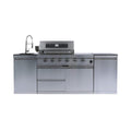 Castelle Flame Aurelia 46-Inch 4-Burner 72K BTU Stainless Steel Outdoor BBQ Kitchen Grill Island With 46-Inch 4-Burner 85K BTU Grill, Rotisserie Kit, And Cabinets (SAK93192)