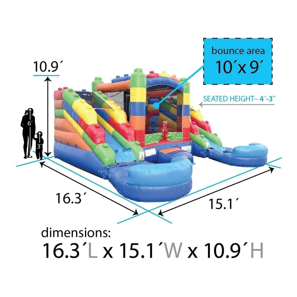 16FT Castle Bounce House With Dual Slides, Blower And Pool Combo (SAK56319)