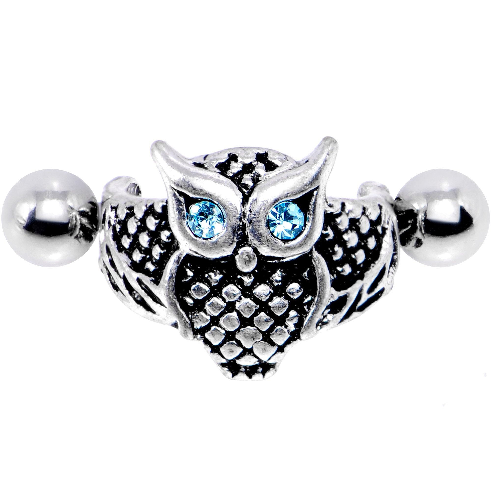 16G 1/2 Aqua Gem Eye of the Owl Helix Cuff Cartilage Earring