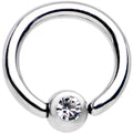16G 1/4 Clear Gem BCR Captive Ring