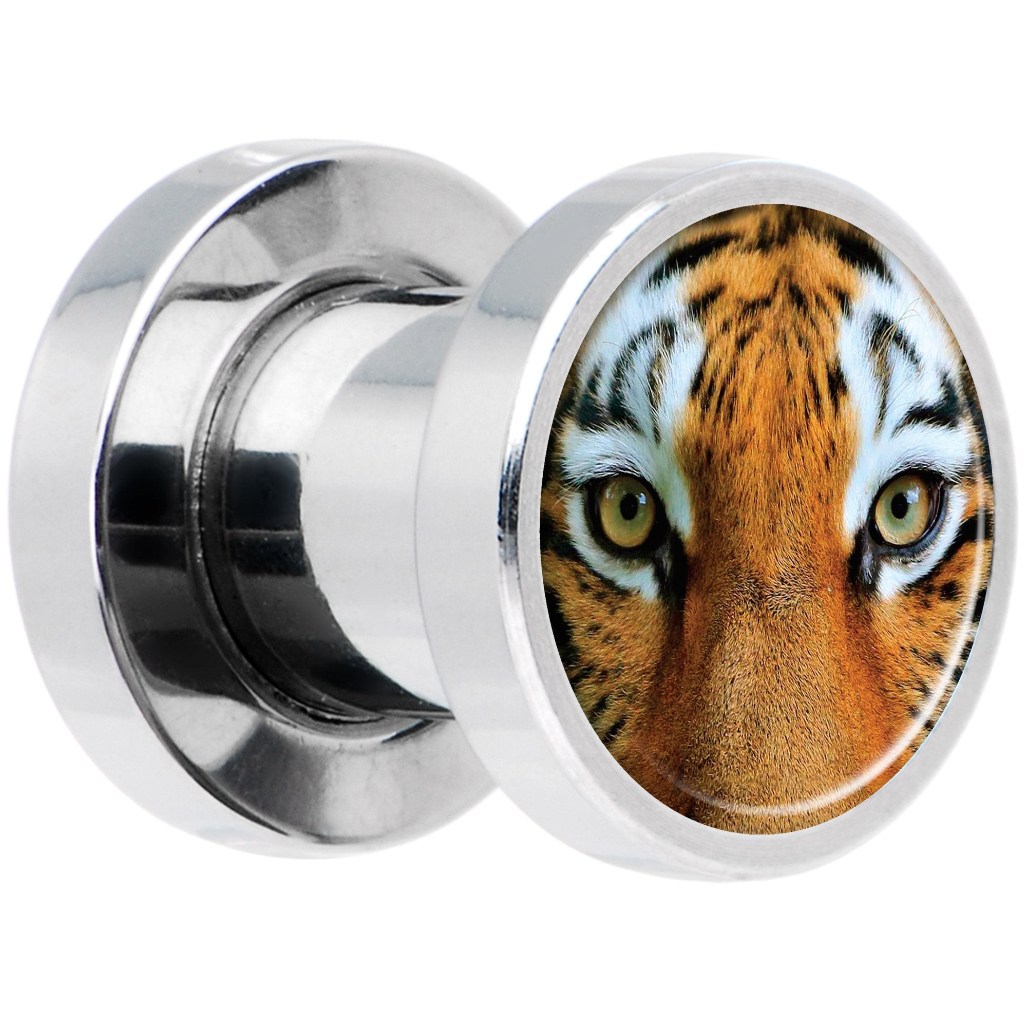 Full Color Tiger Eyes Steel Screw Fit Plug Set 2G