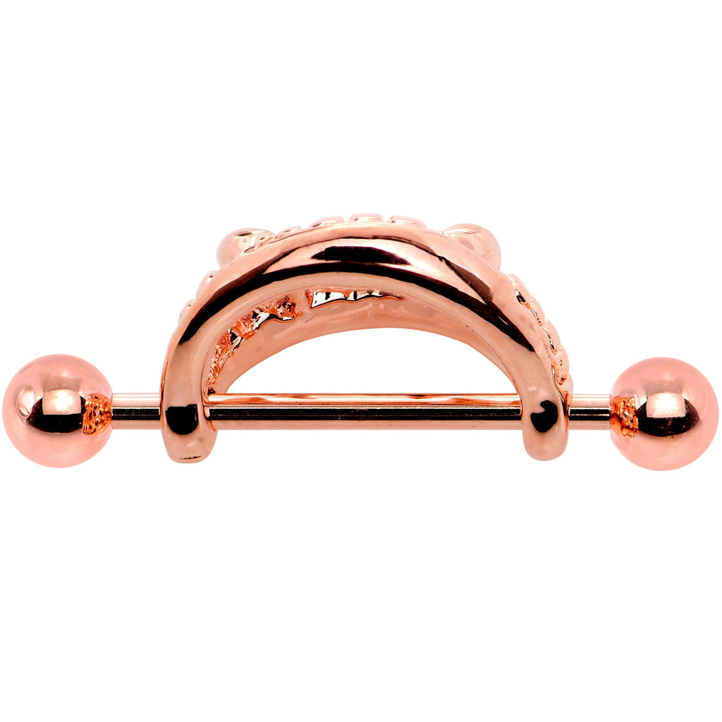 14G 5/8 Rose Gold Tone Fearsome Fangs Nipple Shield Set