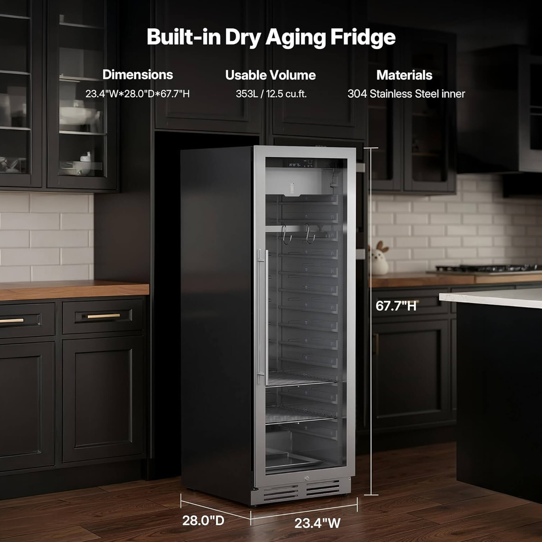 Commercial 12.5 Cu.Ft Dry Aging Fridge For Steaks, Beef, Lamb, And Ham (SAK63584)