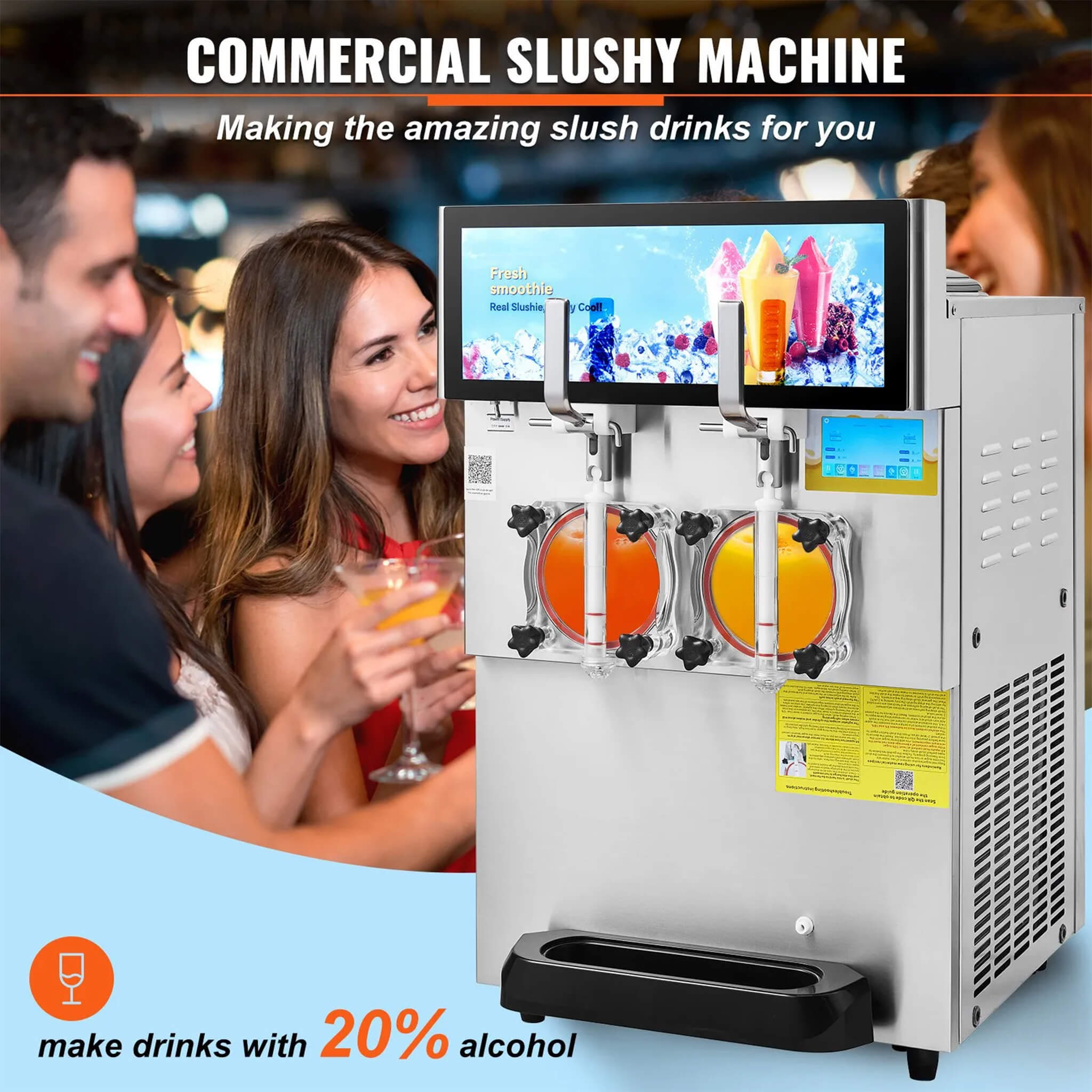 16L Commercial 1155W Double Bowl Stainless Steel Slushy Margarita Machine (SAK98402)