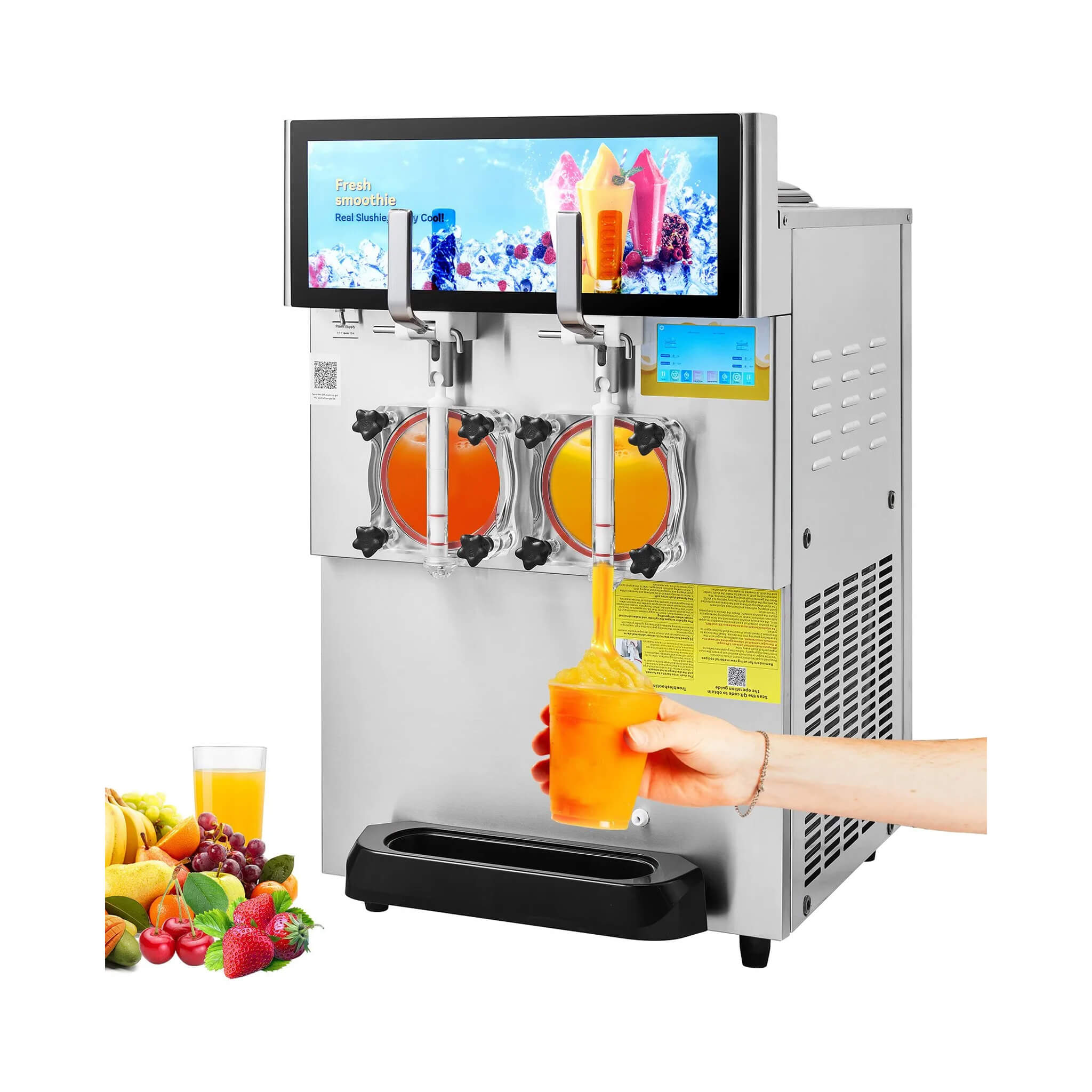 16L Commercial 1155W Double Bowl Stainless Steel Slushy Margarita Machine (SAK98402)