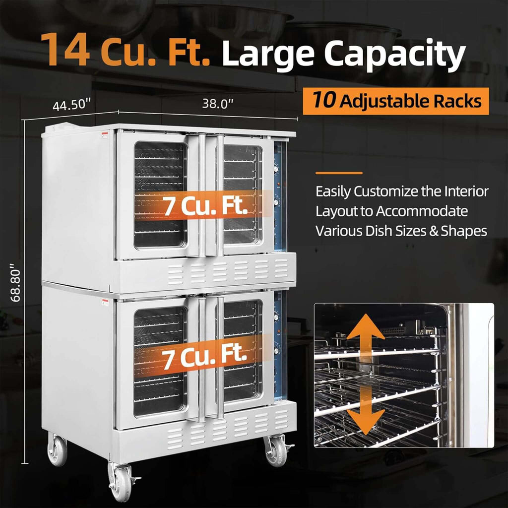 Commercial Full-Size Natural Gas/Propane Double-Stacked Convection Oven (SAK60914)