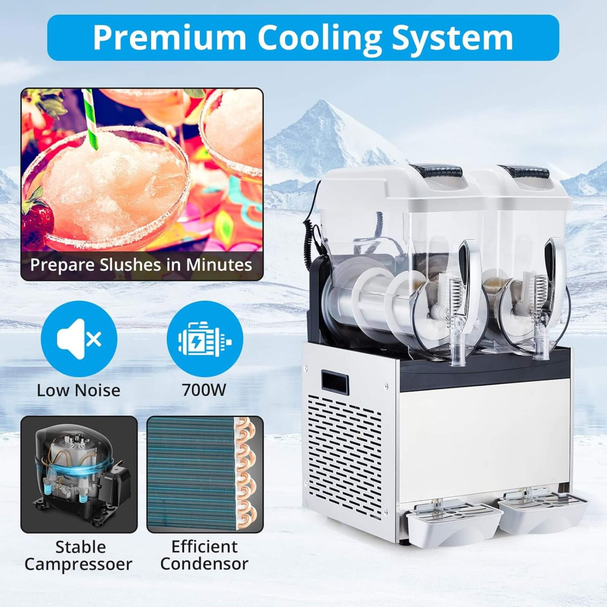 24L Commercial Stainless Steel Frozen Slush Machine With Auto Clean (SAK68047)