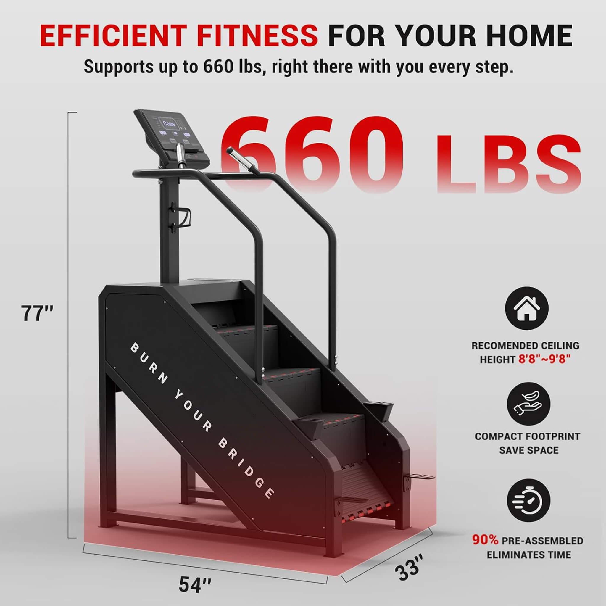 Rovix Commercial Stair Stepper With LED Display And 15 Resistance Levels (SAK91837)