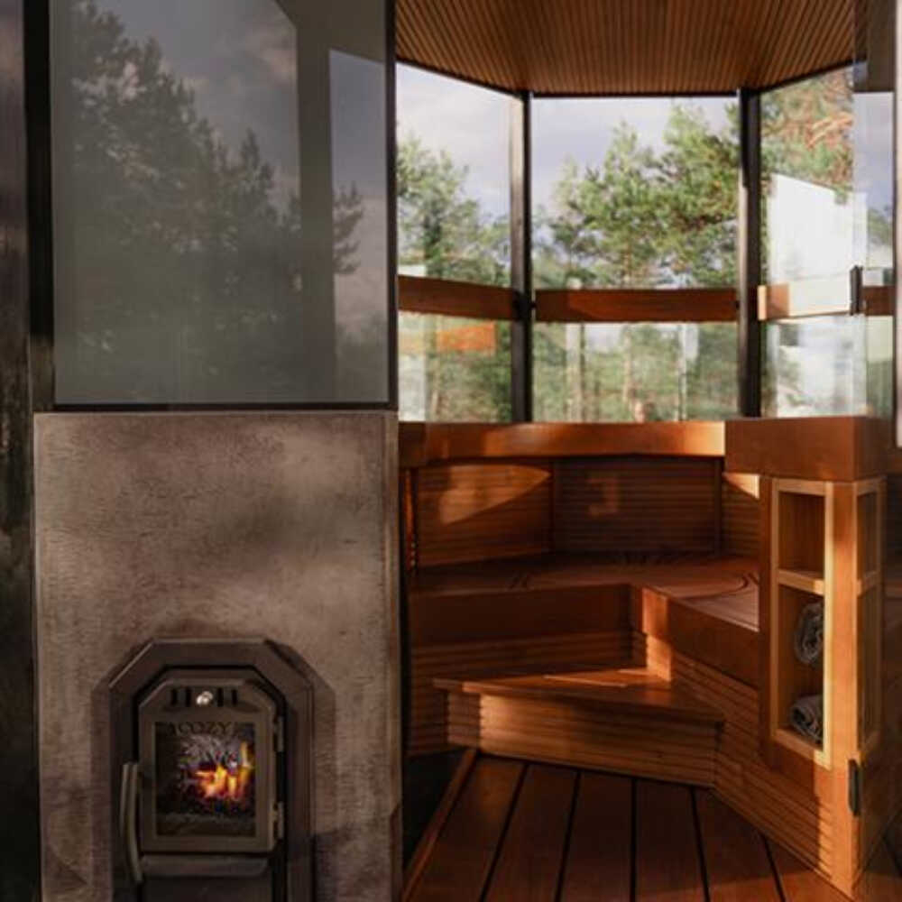 Cozy Heat SW Thru-Wall Wood Burning Sauna Stove With Sauna Stones [COZY SW-TW] (SAK69342)