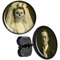 Skeleton Bride and Vampire Groom Halloween Black Stud Earrings