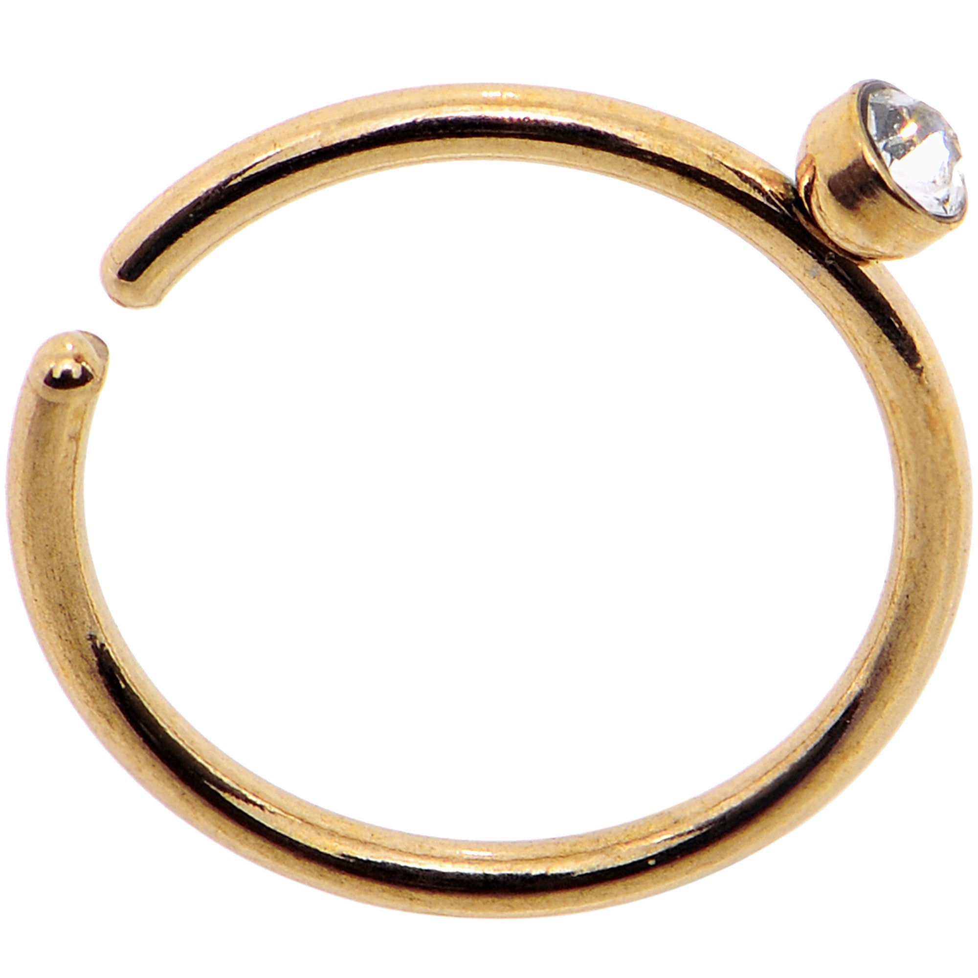 20G 5/16 Clear Gem Gold IP Seamless Circular Ring