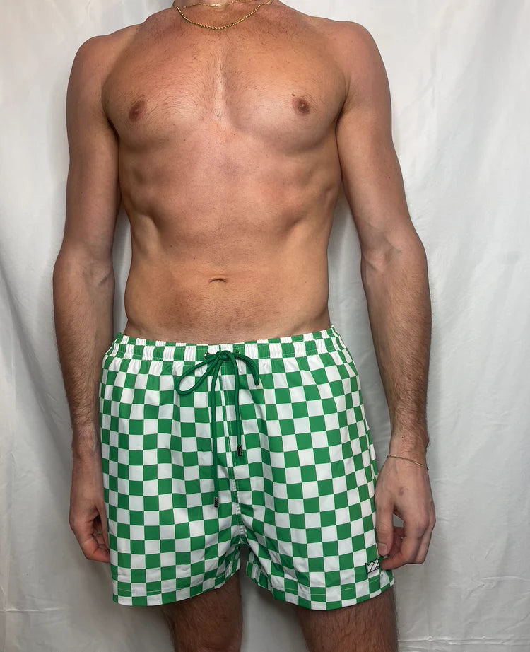 CTS GREEN AND WHITE CHECKER SWIM TO GYM SHORT