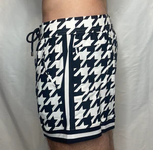 CTS BLACK AND WHITE HOUNDSTOOTH SWIM TO GYM SHORT