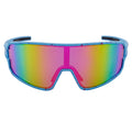 CYCLONE - Rectangle Sports Shield Sunglasses Blue Red-Speckled Pink Mirror