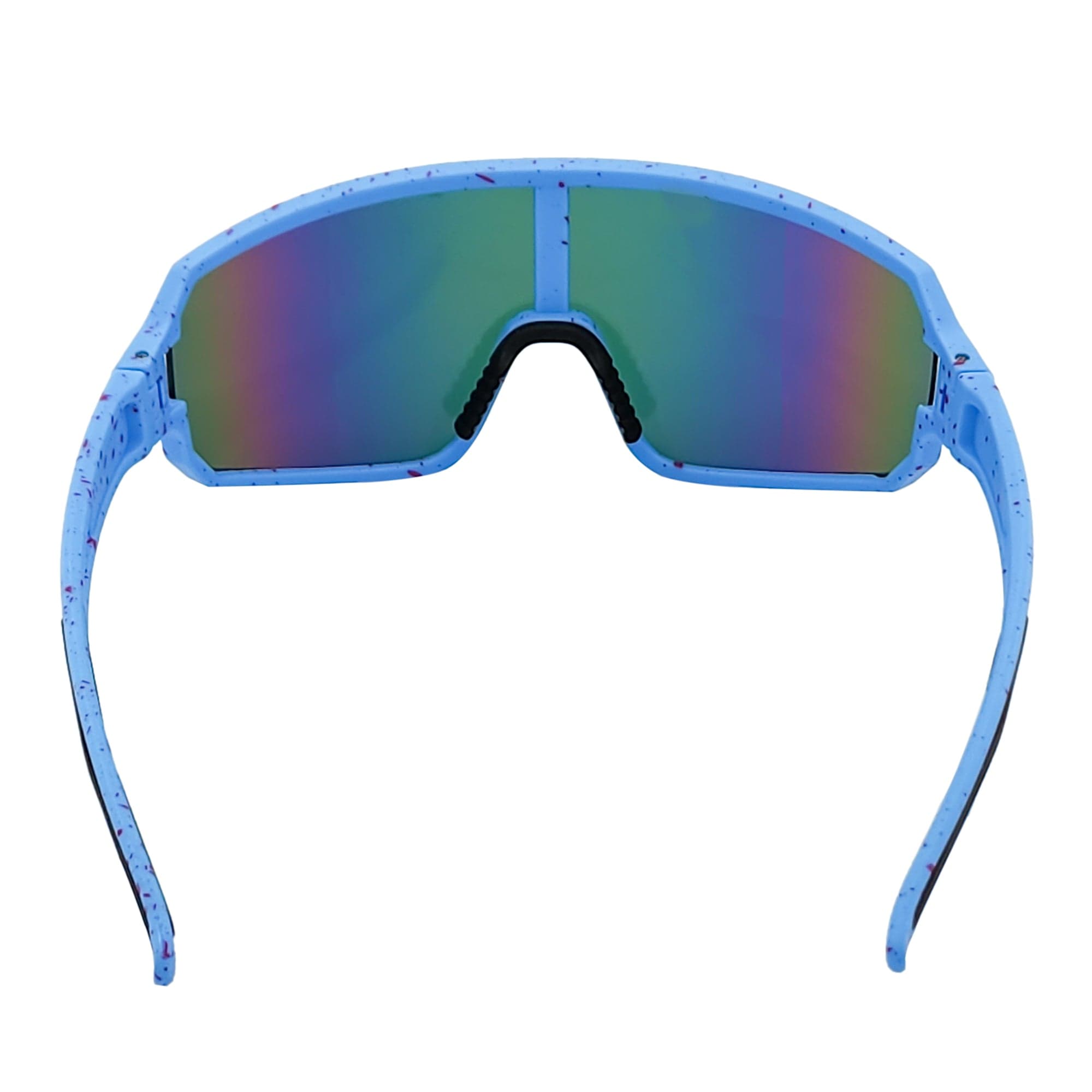CYCLONE - Rectangle Sports Shield Sunglasses Blue Red-Speckled Pink Mirror