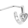 20G Clear Gem Steel Heart Faux Hoop L Shaped Nose Ring