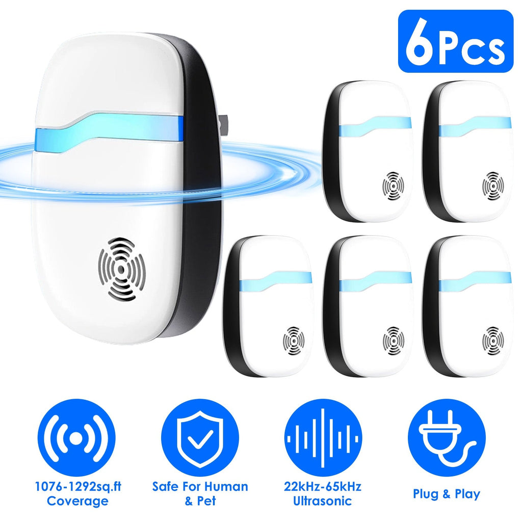 6 Packs Ultrasonic Pest Repellers Electric Plug-In Indoor Pest Control Mouse Repellent Chaser Deterrent Rodent Chaser for Home Kitchen Office Warehous