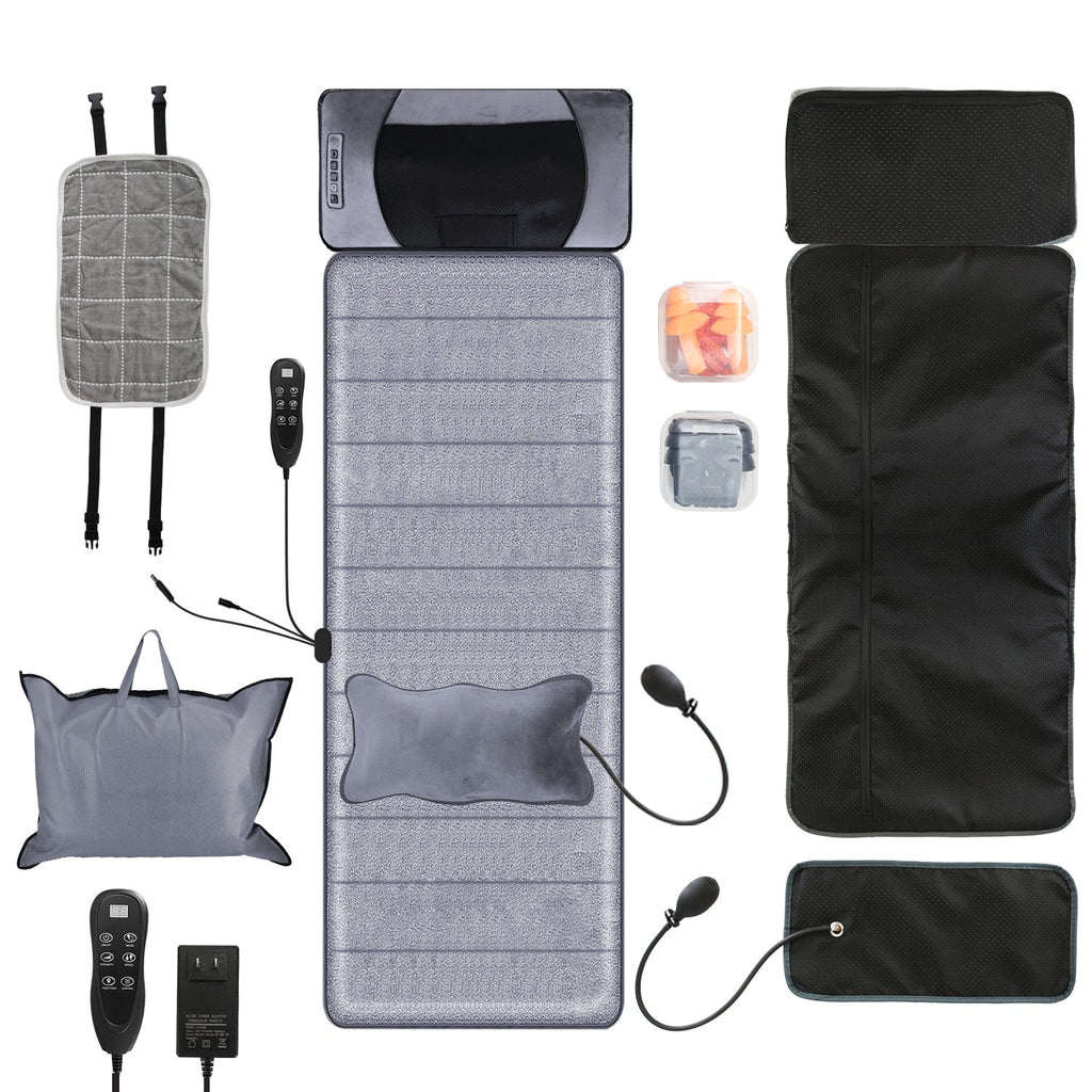 Full Body Electric Massage Mat with Heat Vibration Massage Pad Cushion Back Massage Mattress Chair Pad with Neck Massage Pillow with 10 Vibration Moto