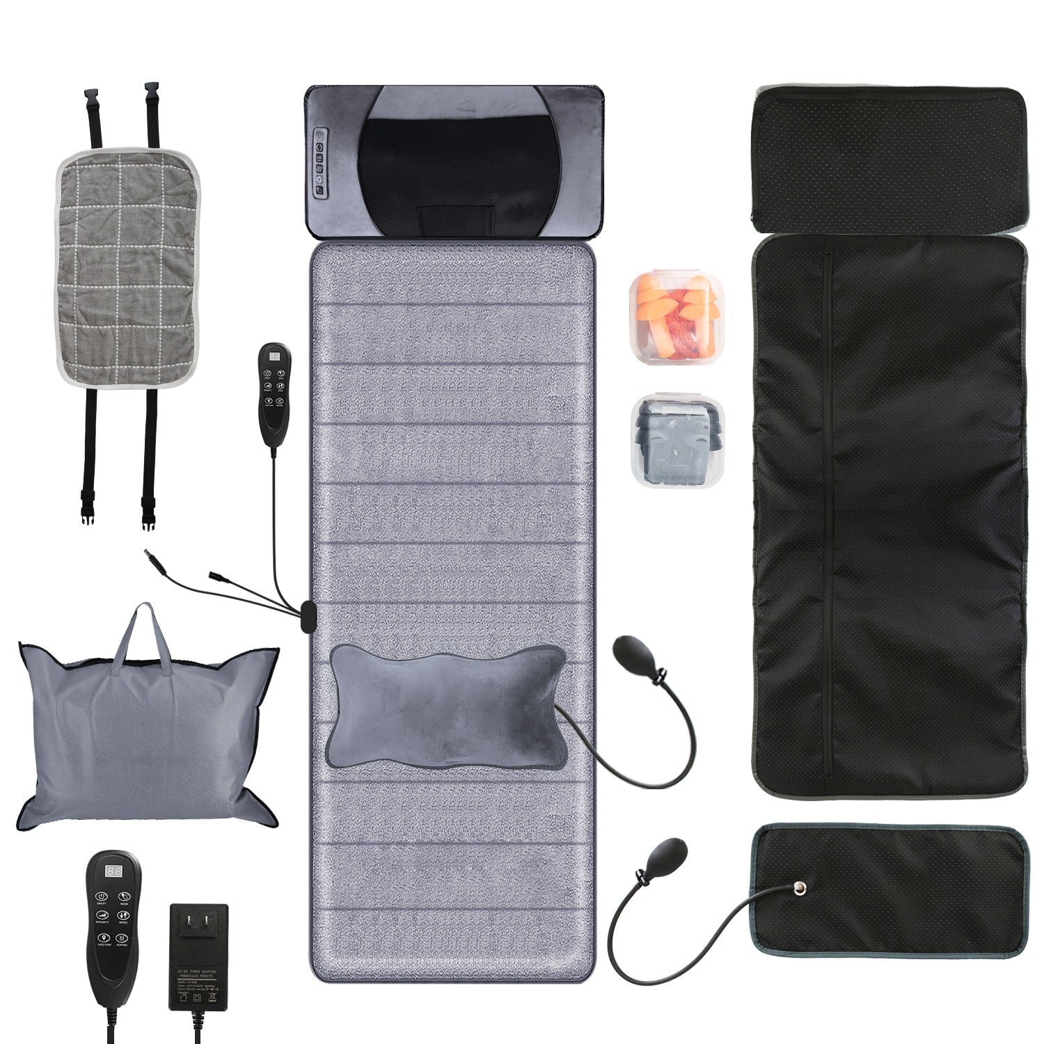 Full Body Electric Massage Mat with Heat Vibration Massage Pad Cushion Back Massage Mattress Chair Pad with Neck Massage Pillow with 10 Vibration Moto