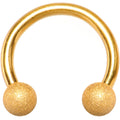 14G 7/16 Gold Color PVD Textured Horseshoe Circular Barbell