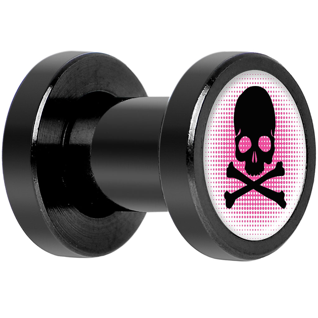Pink Black Skull Black Anodized Screw Fit Plug Set 4G