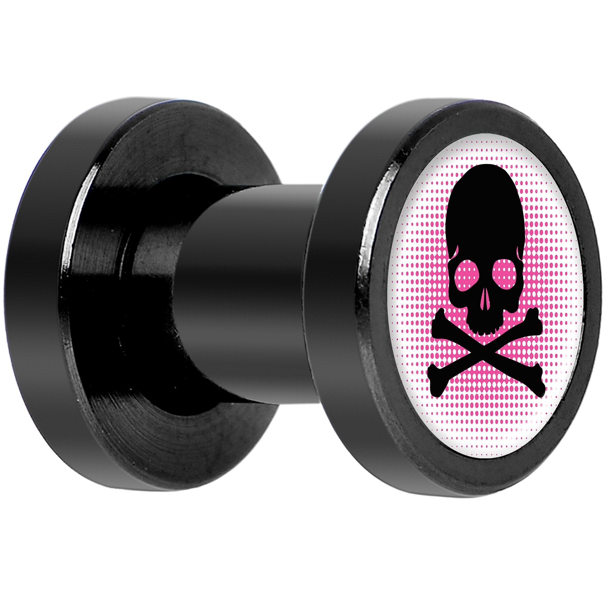 Pink Black Skull Black Anodized Screw Fit Plug Set 4G