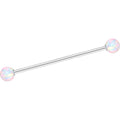 14G White 5mm Synthetic Opal Ball Industrial Barbell 32mm