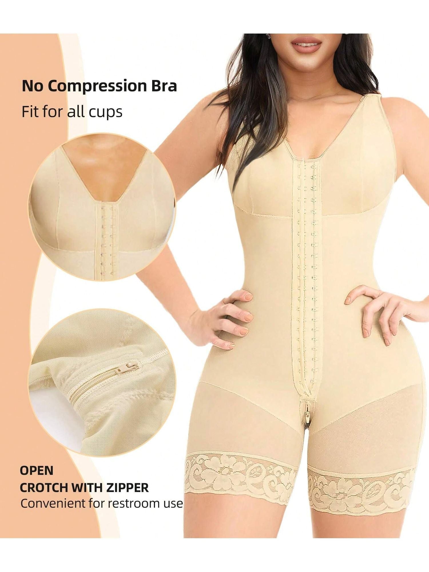 Fajas Colombianas Full Body Shaper with Zipper – Tummy Control & Butt Lift
