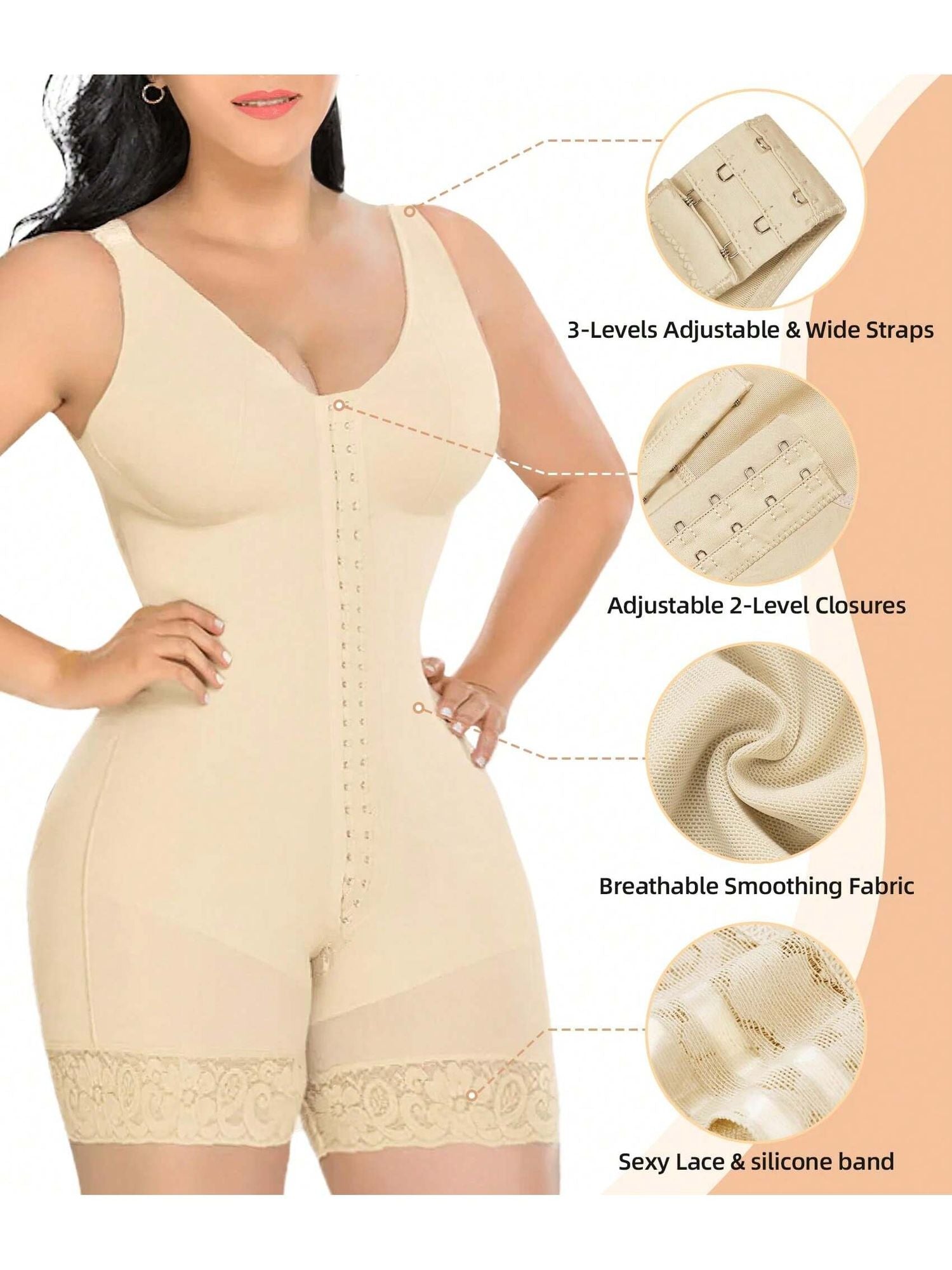 Fajas Colombianas Full Body Shaper with Zipper – Tummy Control & Butt Lift