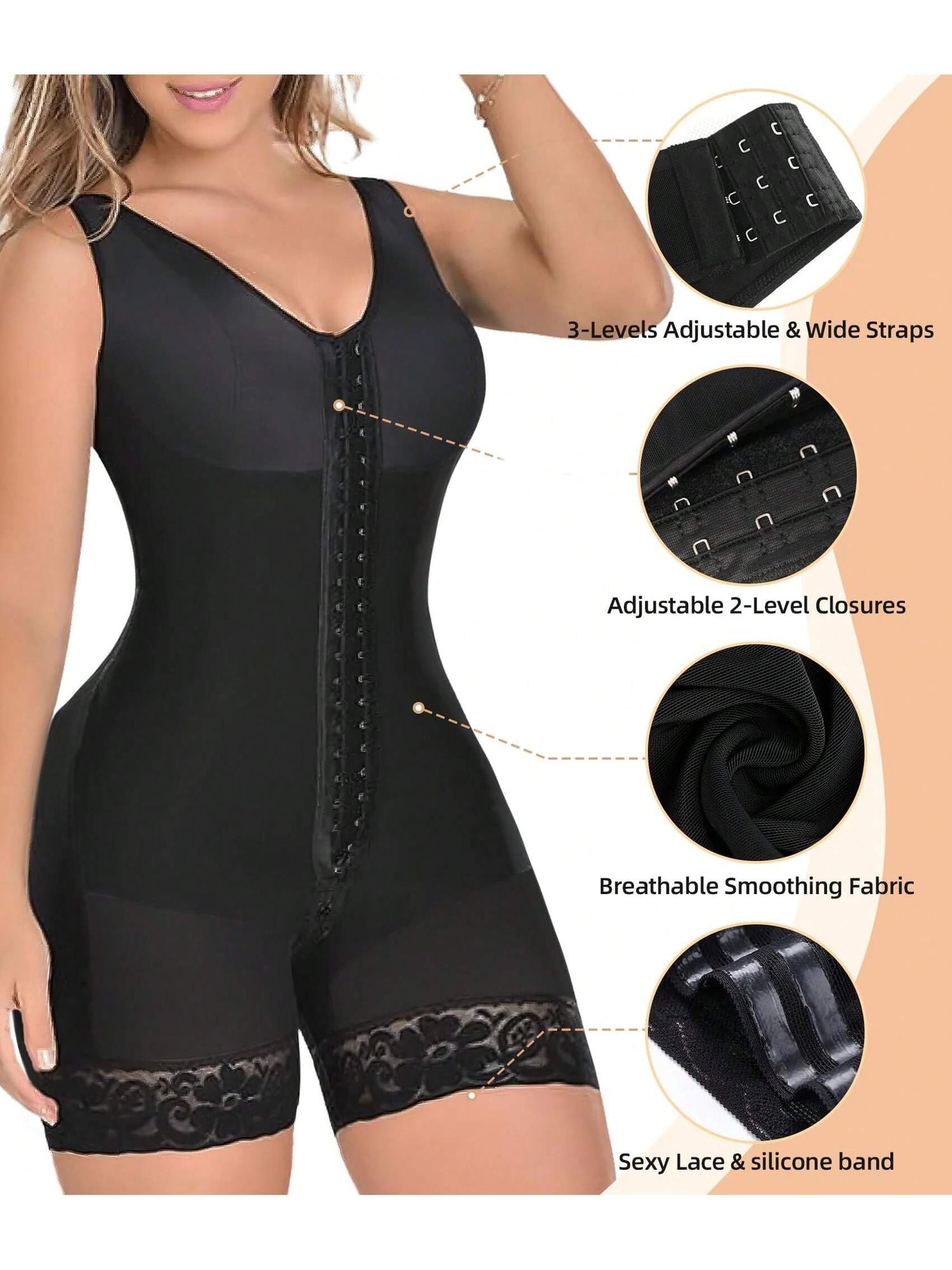 Fajas Colombianas Full Body Shaper with Zipper – Tummy Control & Butt Lift