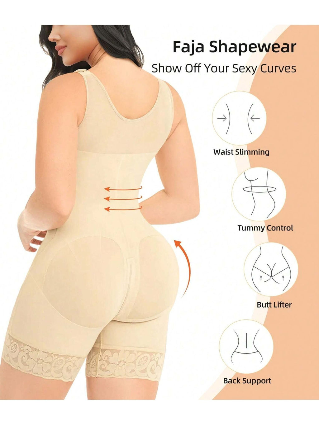 Fajas Colombianas Full Body Shaper with Zipper – Tummy Control & Butt Lift