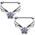 14G 9/16 Purple Gem Power Star Nipple Clicker Set
