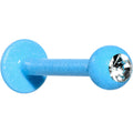 16G 3/8 Clear Gem Blue Glow In The Dark Effect Plated Labret Monroe