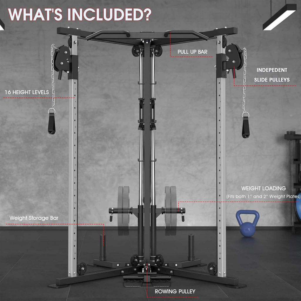 Rovix Dual Pulley Cable Crossover Machine With Pull Up And LAT Bar (SAK98124)
