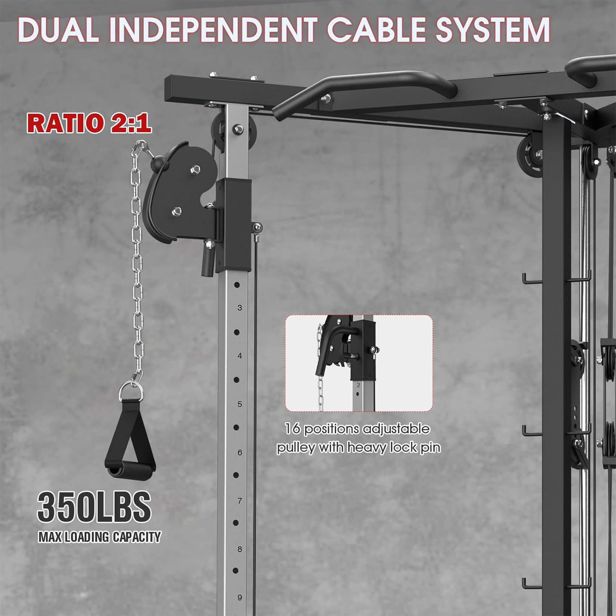 Rovix Dual Pulley Cable Crossover Machine With Pull Up And LAT Bar (SAK98124)