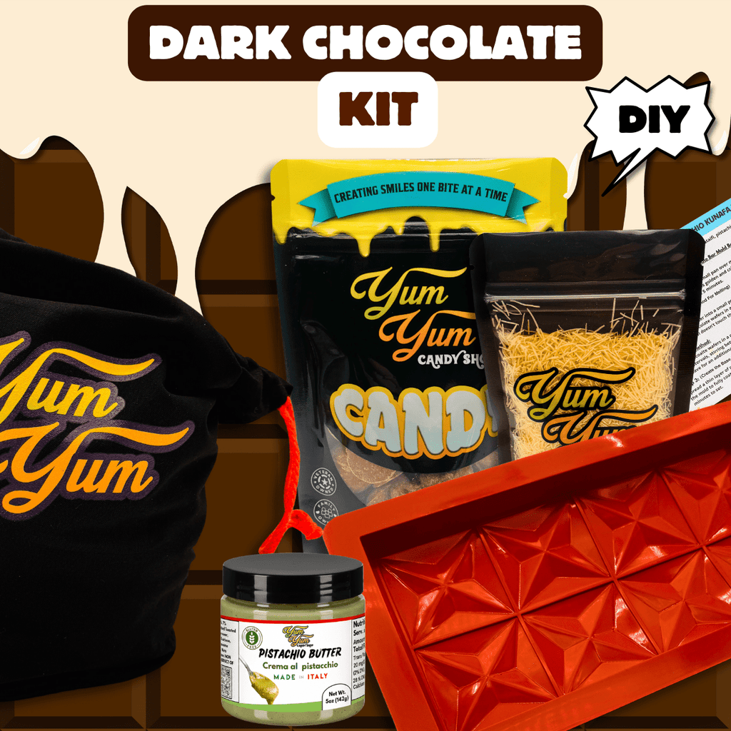 Dubai Pistachio Chocolate Bar Kit – DIY White, Dark & Milk Chocolate | Yum Yum Candy Shop