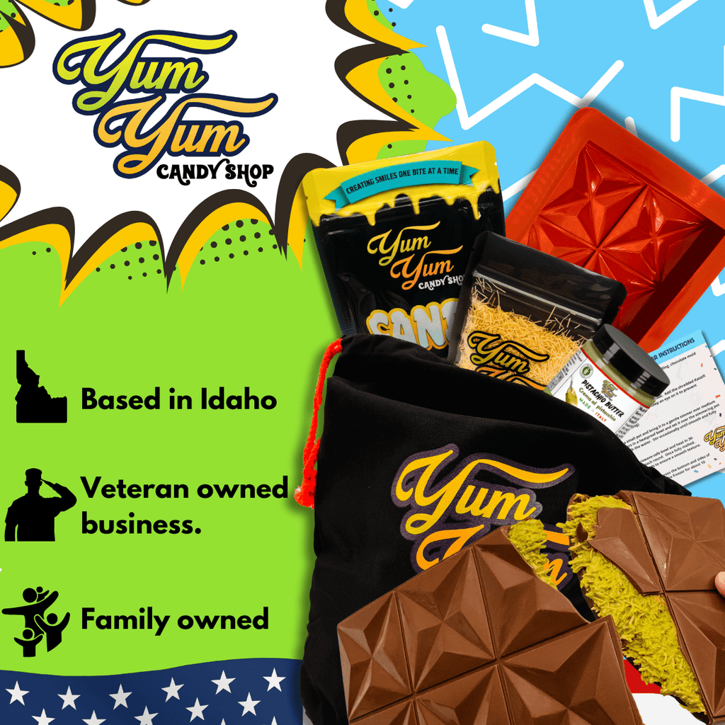 Dubai Pistachio Chocolate Bar Kit – DIY White, Dark & Milk Chocolate | Yum Yum Candy Shop