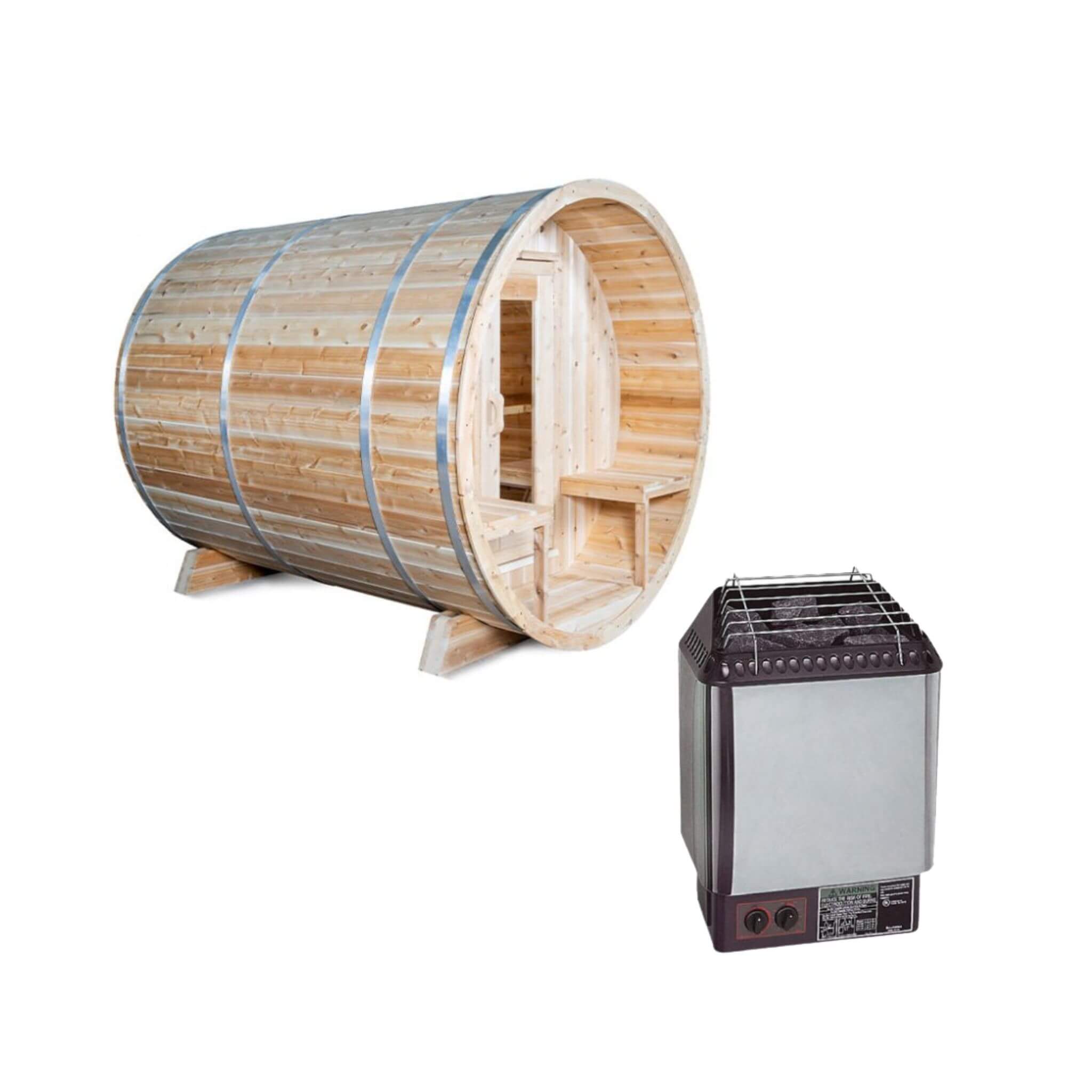 Dundalk Leisurecraft 4-Person Canadian Timber Serenity Barrel Sauna With Solid Wood Benches [CTC2245W] (SAK94862)