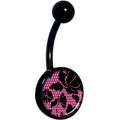 Pink Floral Lace Black Belly Ring