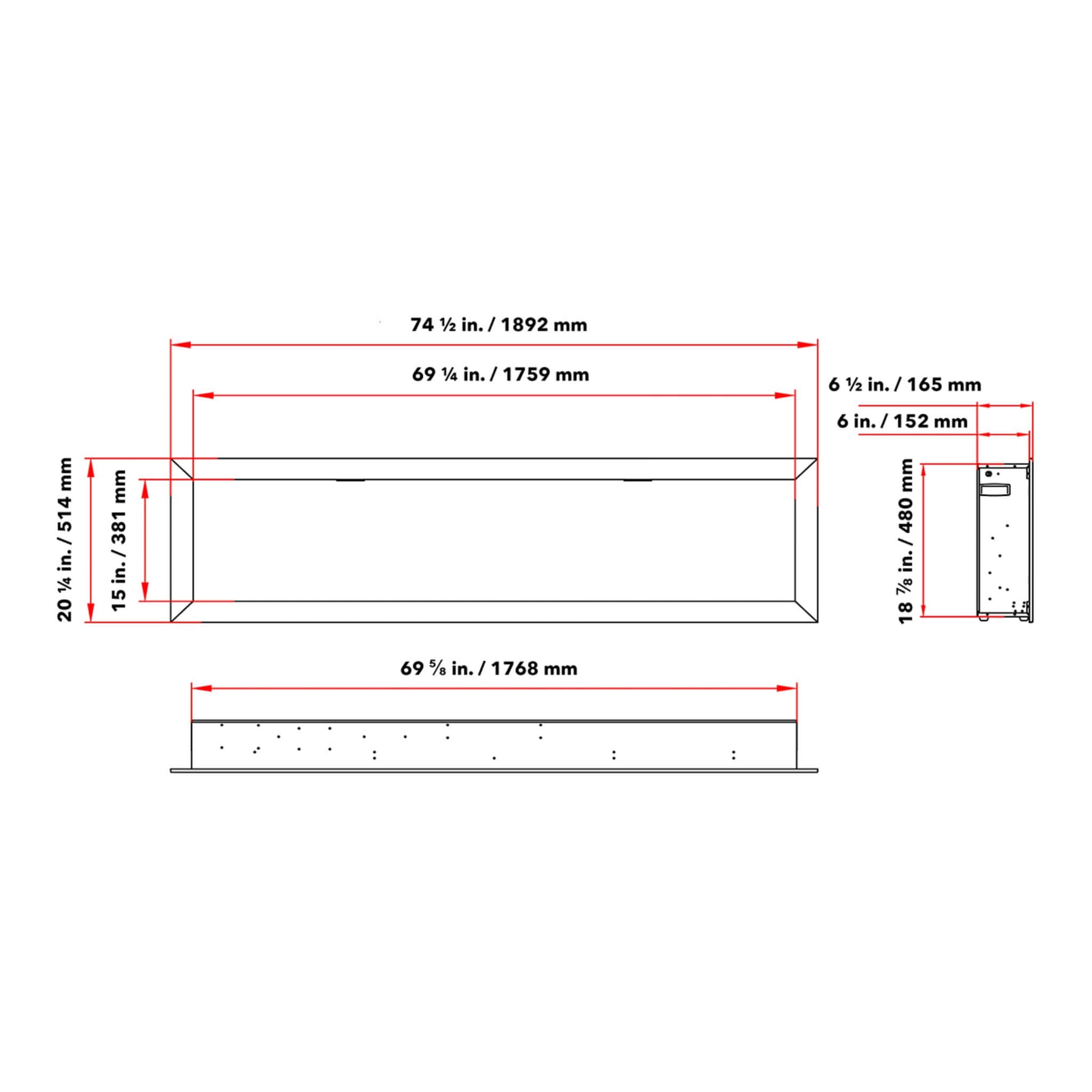 Dynasty Cascade 74" Smart Linear Electric Fireplace [DY-BTX74] (SAK61984)