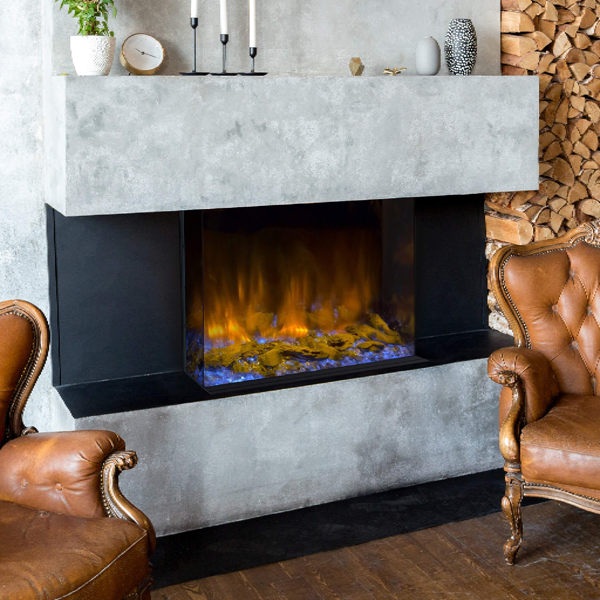 Dynasty Melody 35" Multi-Sided Smart Electric Fireplace With Auto Shut Off [DY-BTS35] (SAK87490)