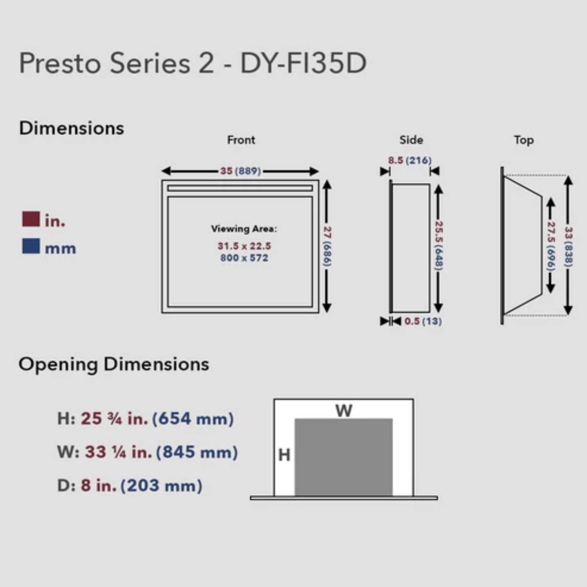 Dynasty Presto 35" Vent Free Electric Firebox Insert With Remote Control [DY-FI35D] (SAK86012)