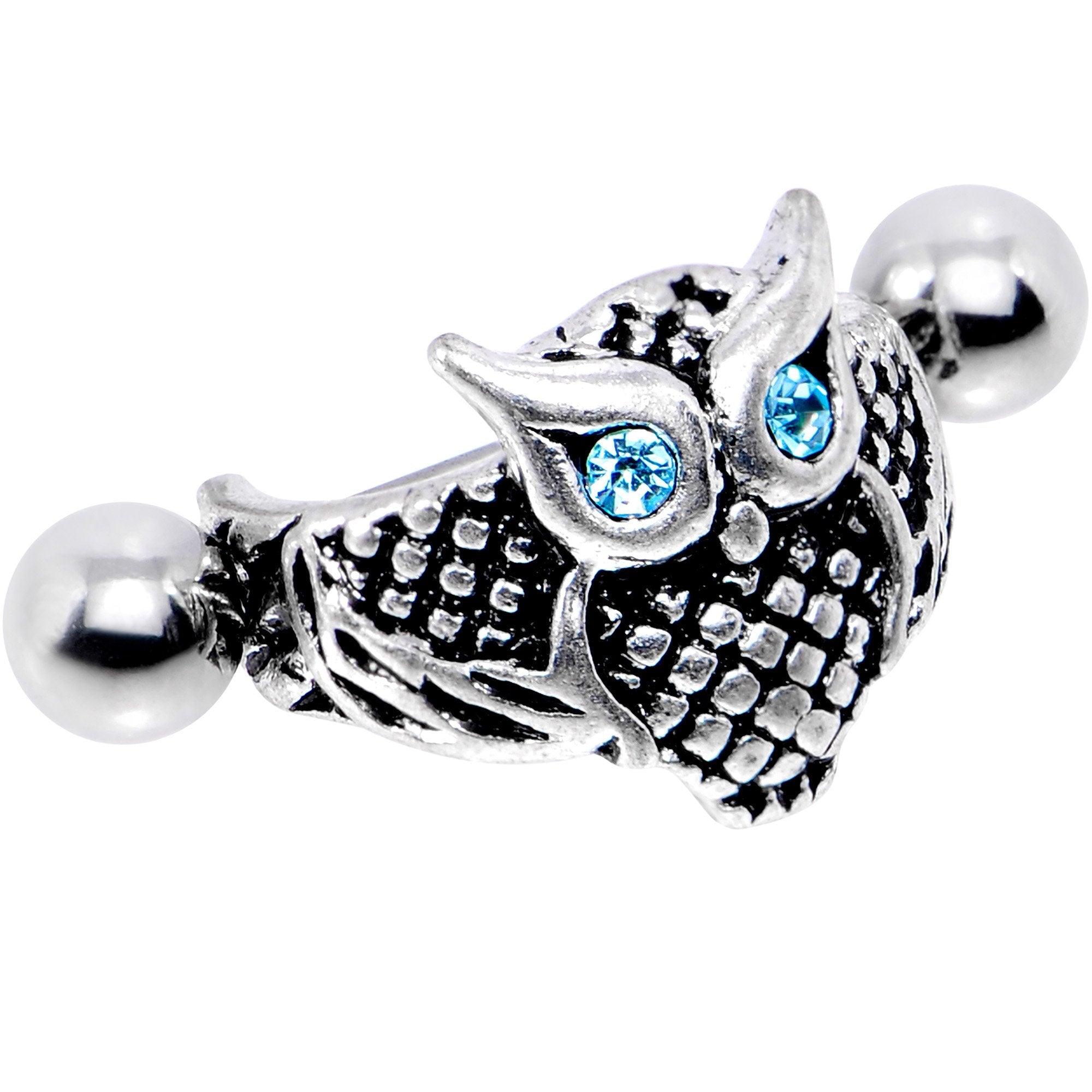 16G 1/2 Aqua Gem Eye of the Owl Helix Cuff Cartilage Earring